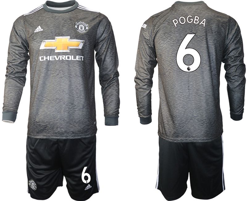 Men 2020-2021 club Manchester united away long sleeve #6 black Soccer Jerseys->juventus jersey->Soccer Club Jersey